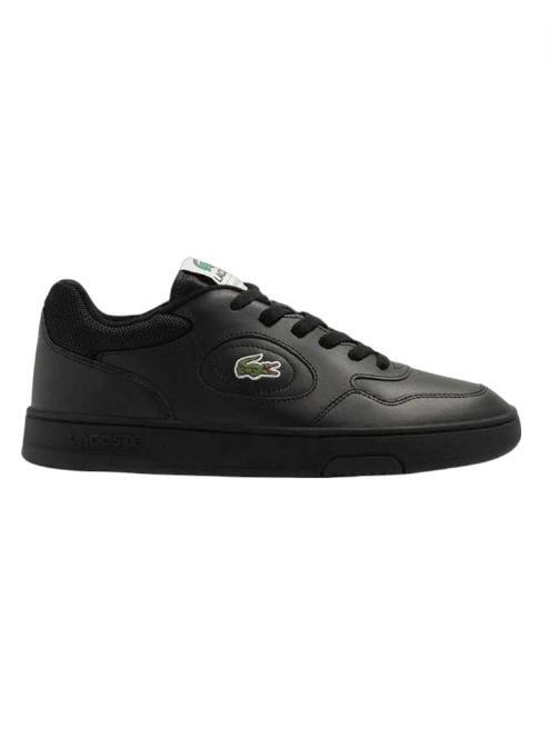 Black sneaker with a green logo on a white background, Lacoste, Monza Outlet, Monza Fashion, Shein Outlet