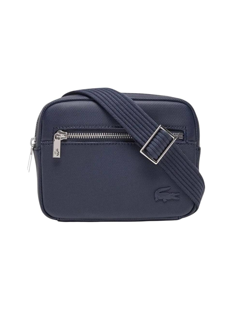 Navy blue crossbody bag with a brand logo on a white background Lacoste Monza Outlet, Monza Fashion, Shein Outlet
