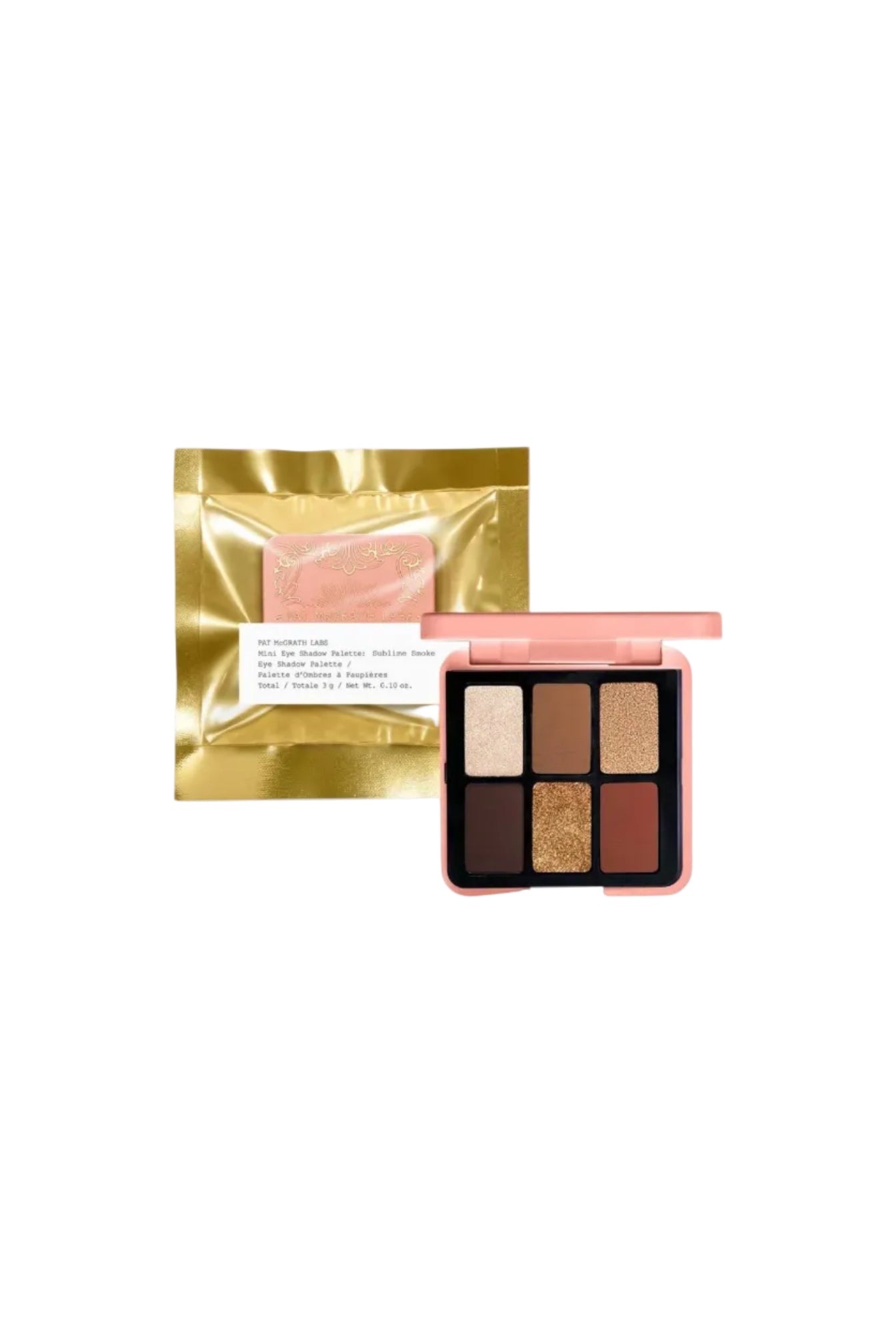 Makeup palette with gold packaging on a white background. Pat McGrath Labs, Monza Outlet, Monza Fashion, Shein Outlet