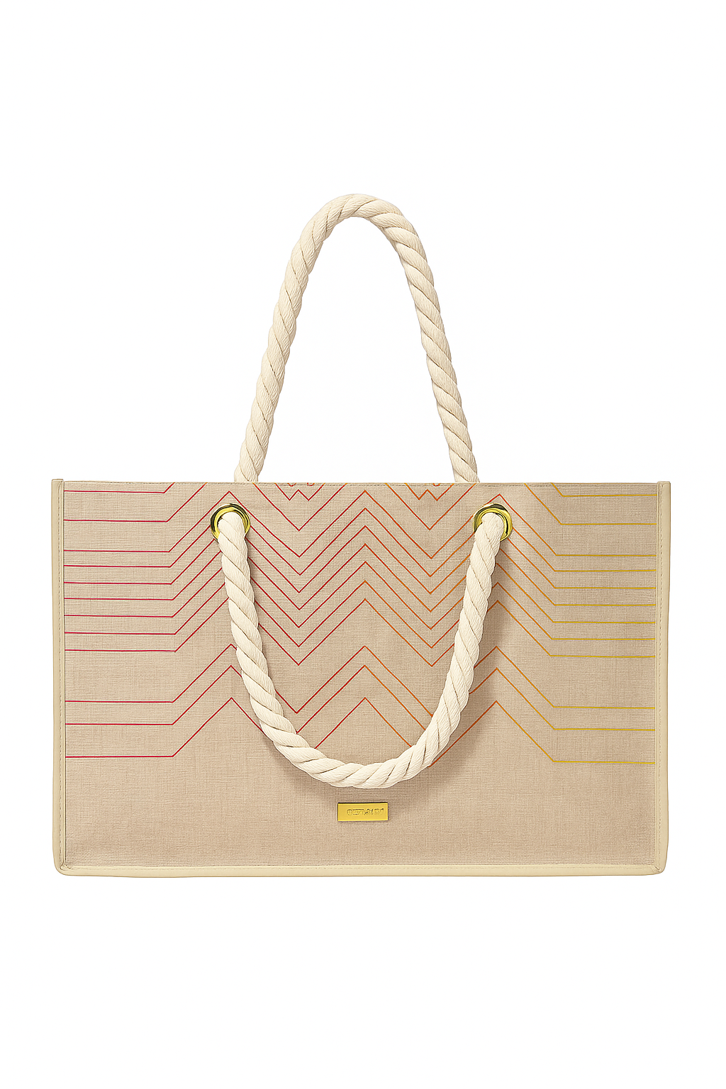 Beige tote bag with rope handles on a white background Missoni Monza Outlet