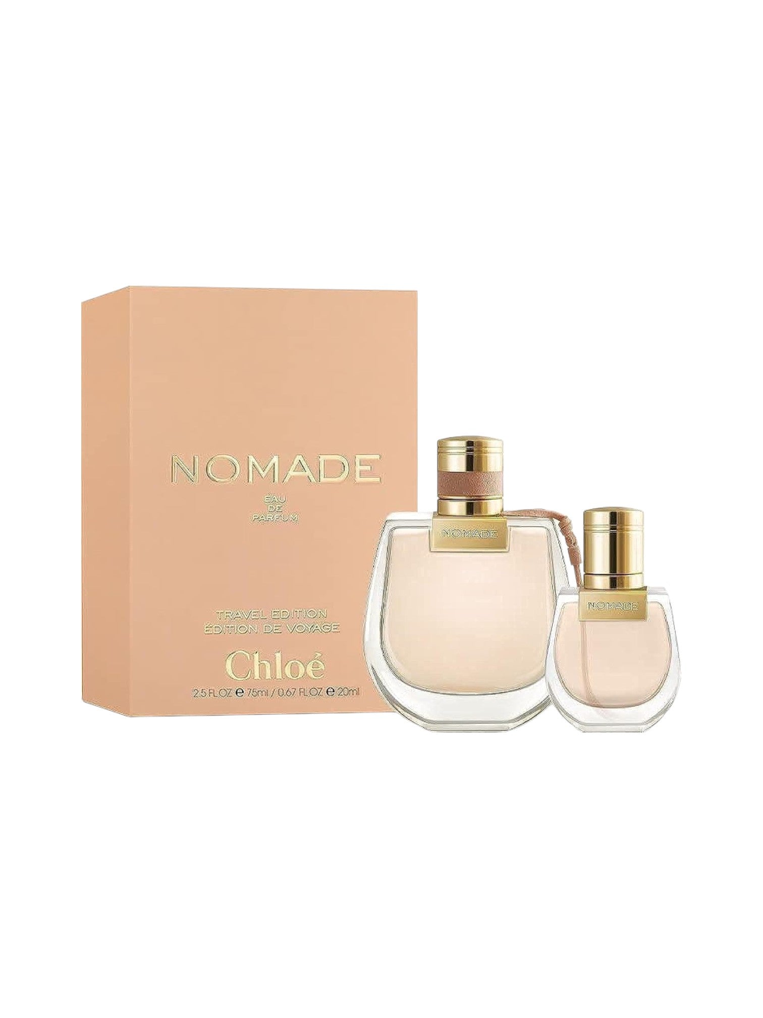 Chloe Nomade perfume set with bottle and packaging on a white background. New NB, Monza Outlet, Monza Fashion, Shein Outlet