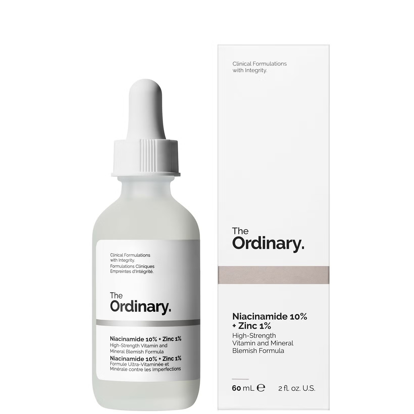 The Ordinary skincare serum bottle and packaging on a white background Monza Outlet