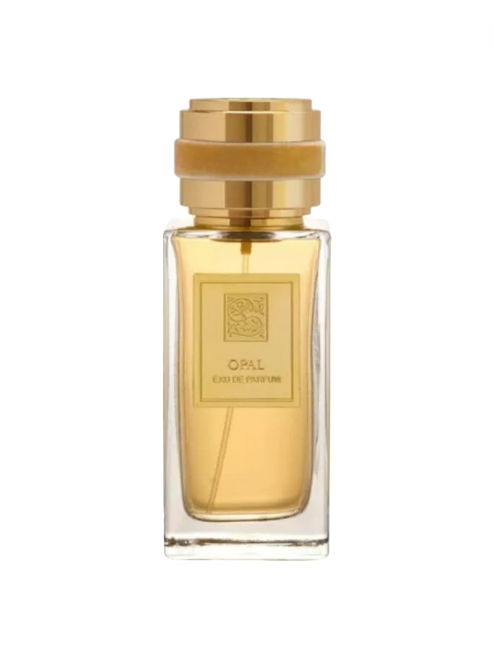 Perfume bottle with gold cap on a white background