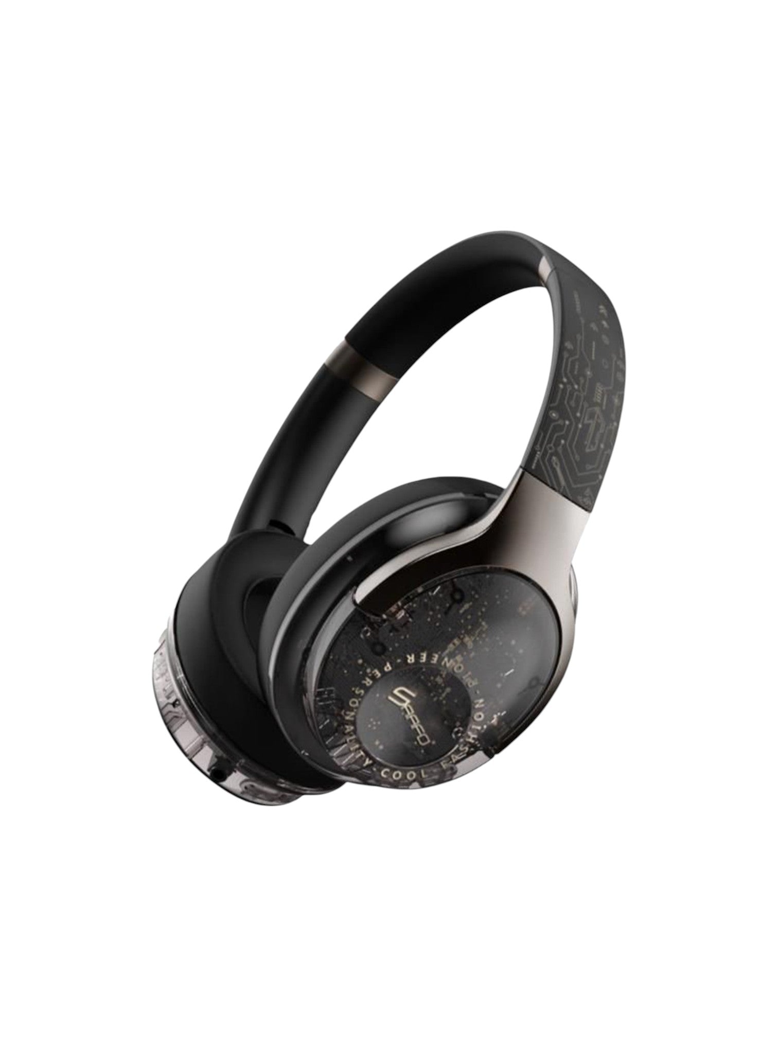 Black over-ear headphones on a white background. Saafo, Monza Outlet, Monza Fashion, Shein Outlet
