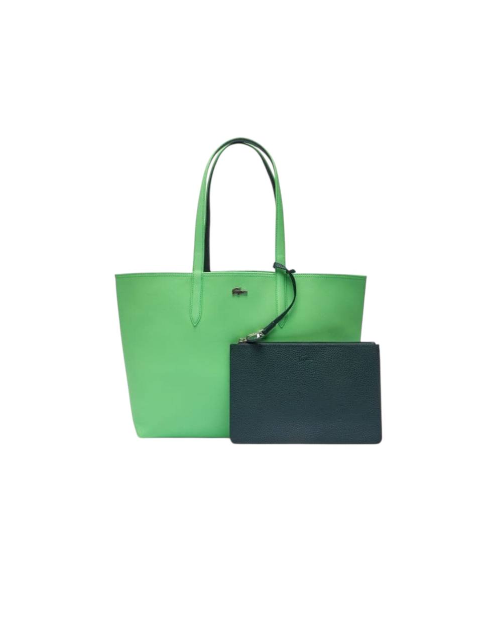 Green handbag with a matching pouch on a white background Lacoste Monza Outlet, Monza Fashion, Shein Outlet