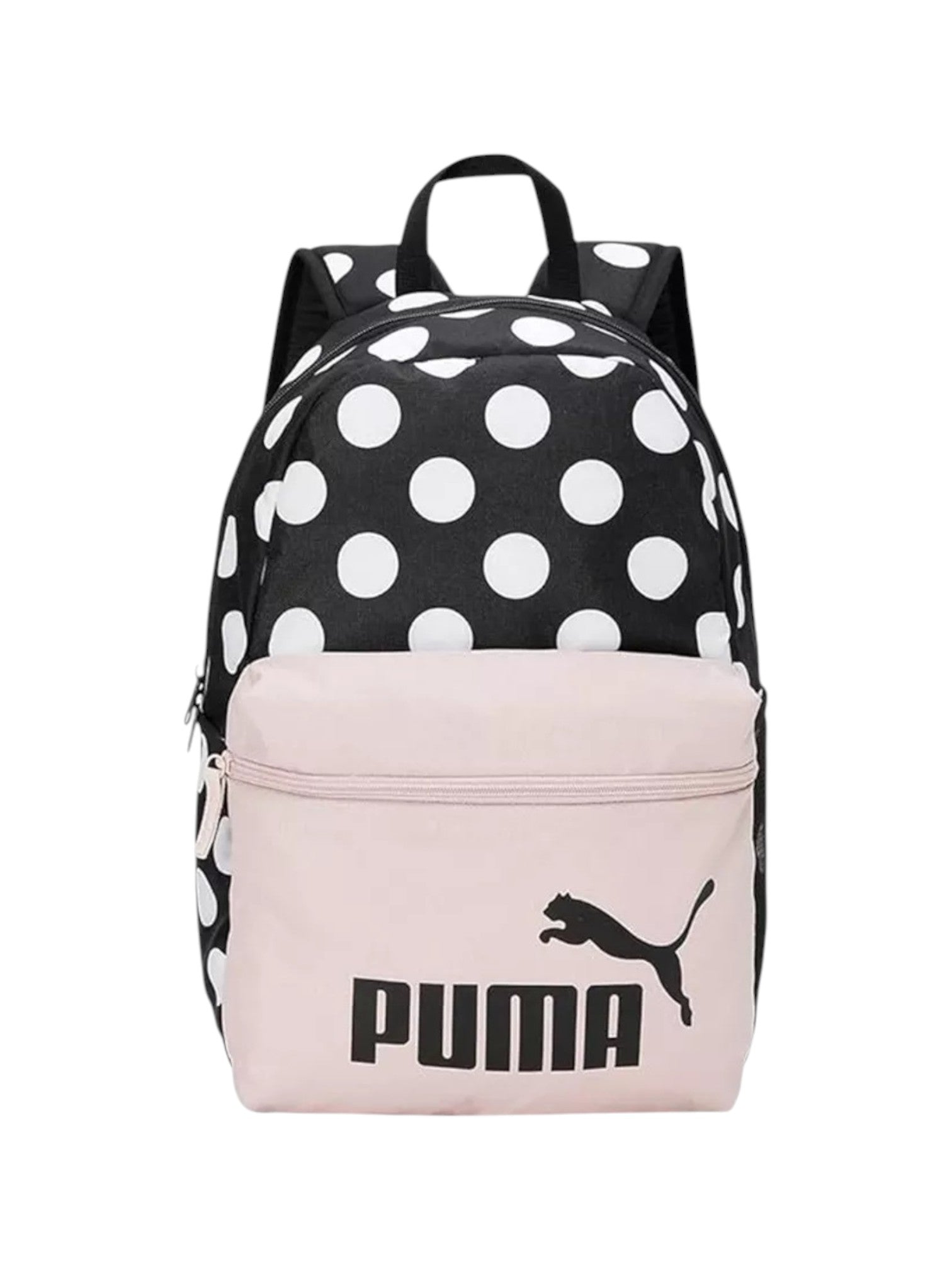 Puma backpack with black and white polka dot pattern on a white background. Puma, Monza Outlet, Monza Fashion, Shein Outlet