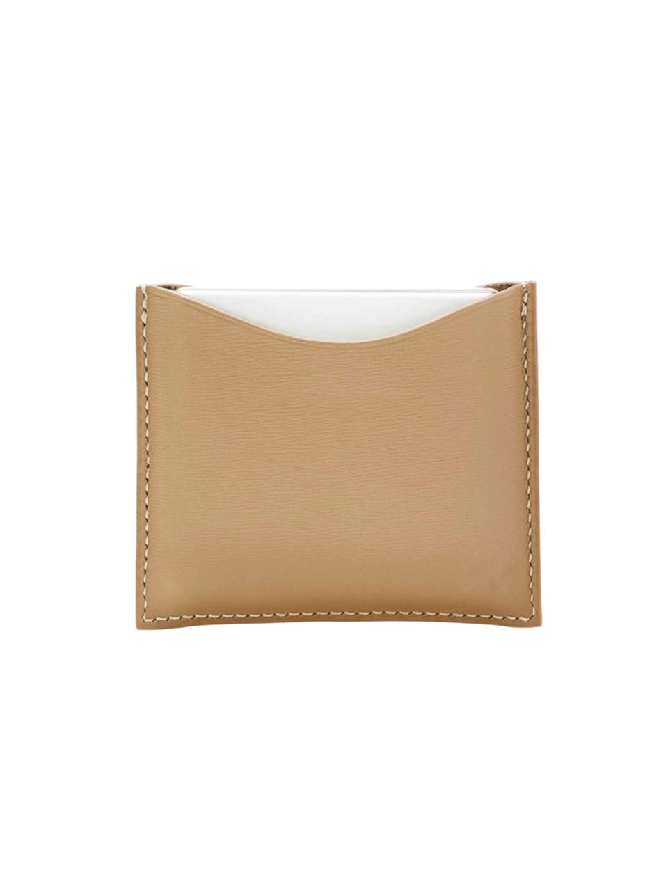 Tan leather cardholder with white interior on a white background Monza outlet, monza fashion, shein outlet, shien outlet