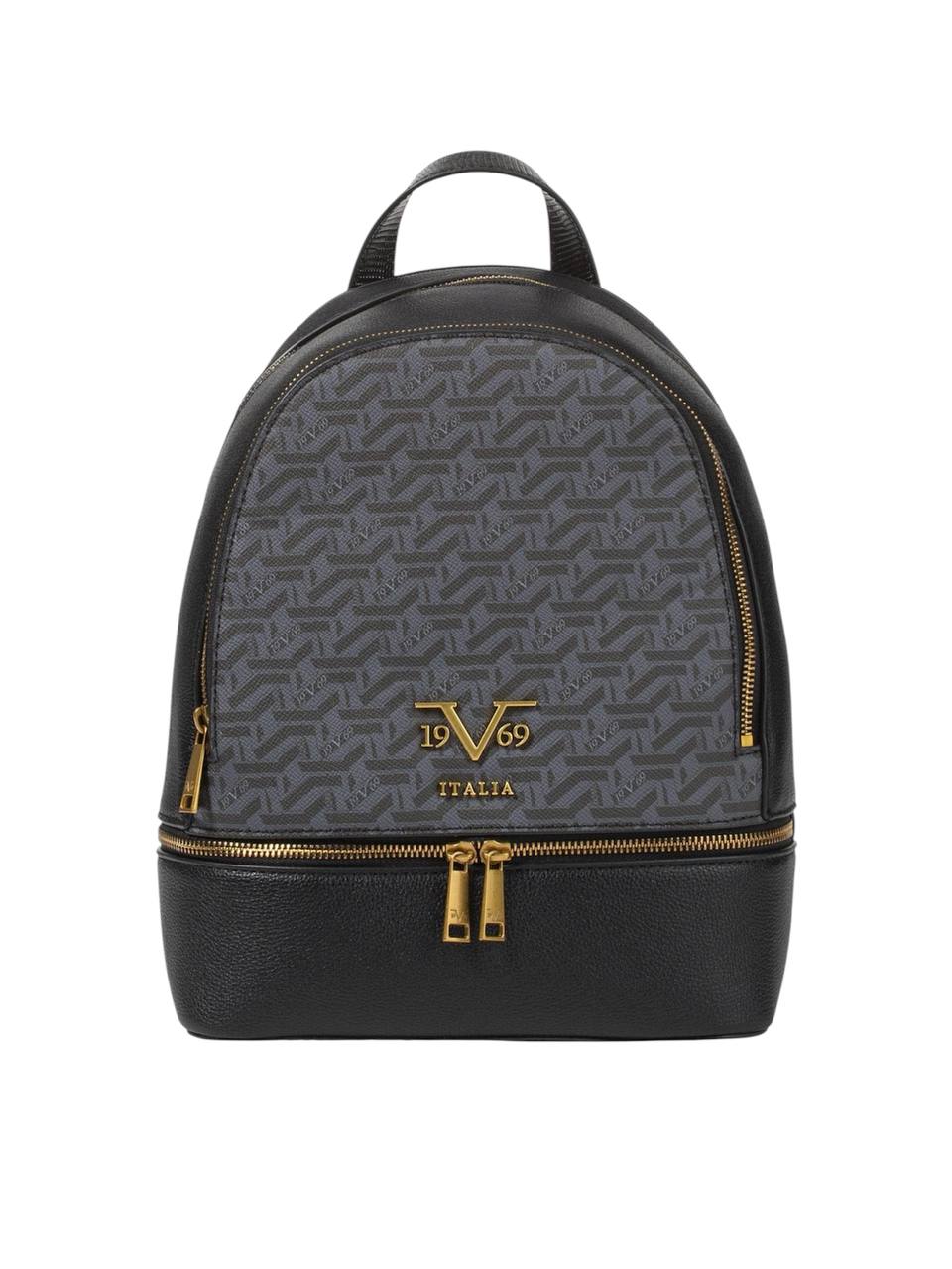 Black and gray backpack with gold accents on a white background monza outlet, Shein outlet, monza fashion