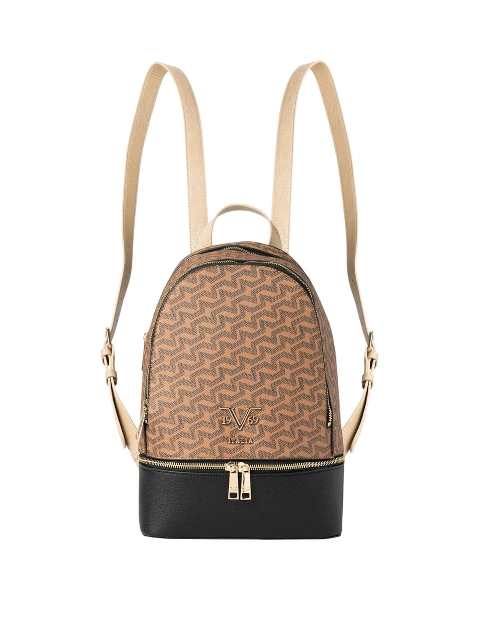 Backpack with brown and black pattern on a white background monza outlet, Shein outlet, monza fashion