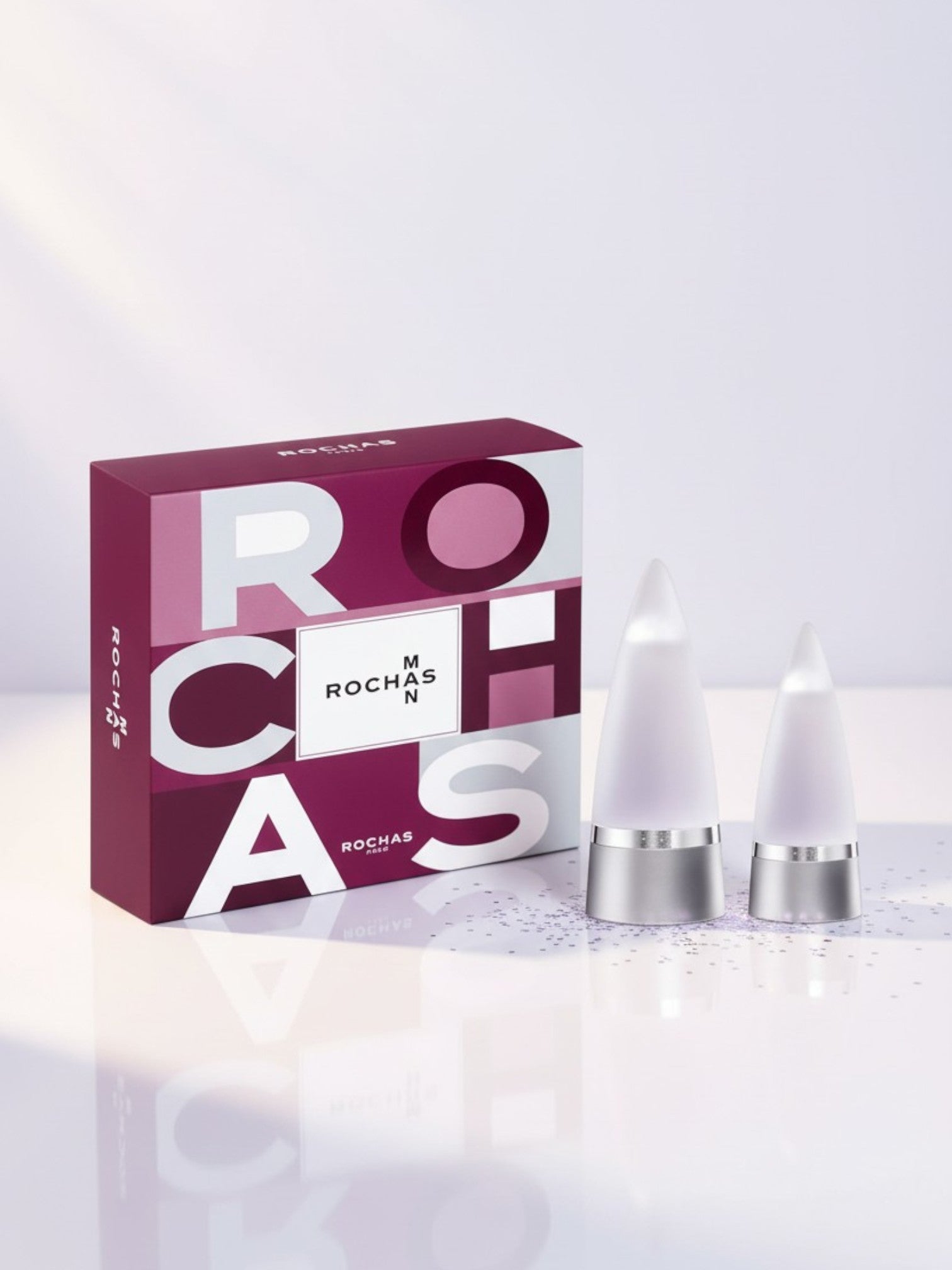 Rochas perfume packaging with two bottles on a light gray background. Rochas, Monza Outlet, Monza Fashion, Shein Outlet