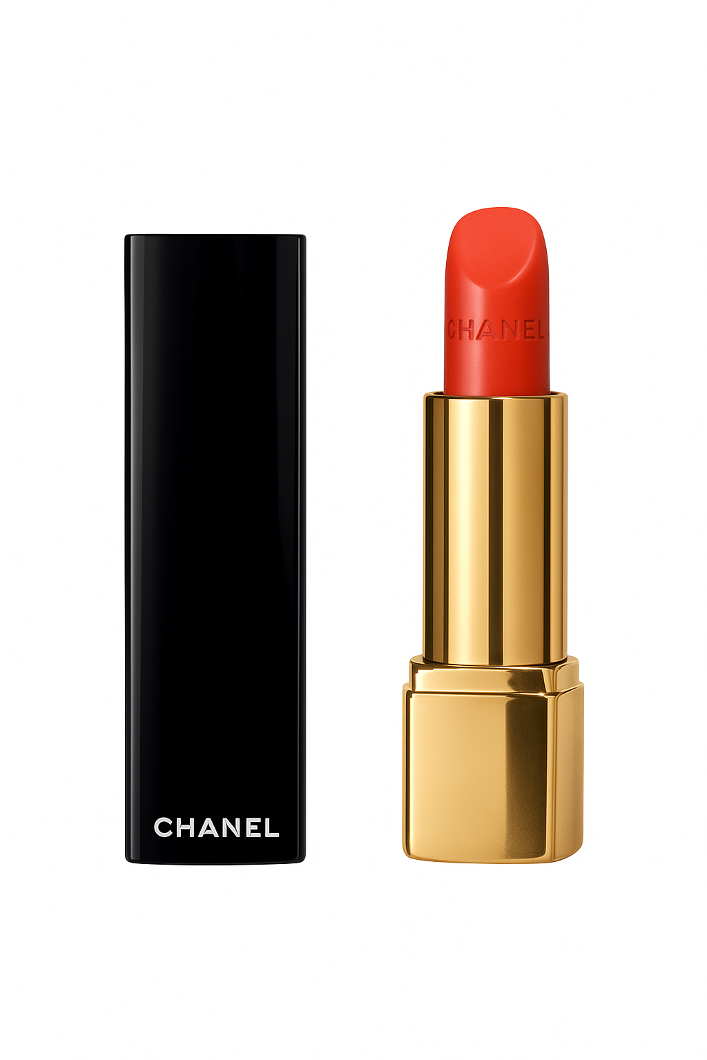 Chanel lipstick with black case on a white background. Monza Outlet