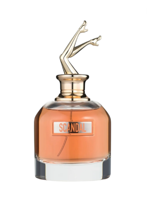 Perfume bottle with decorative cap on a white background Scandal Monza Outlet