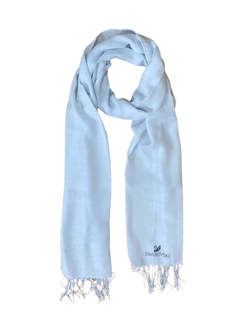 Light blue scarf with tassels on a white background