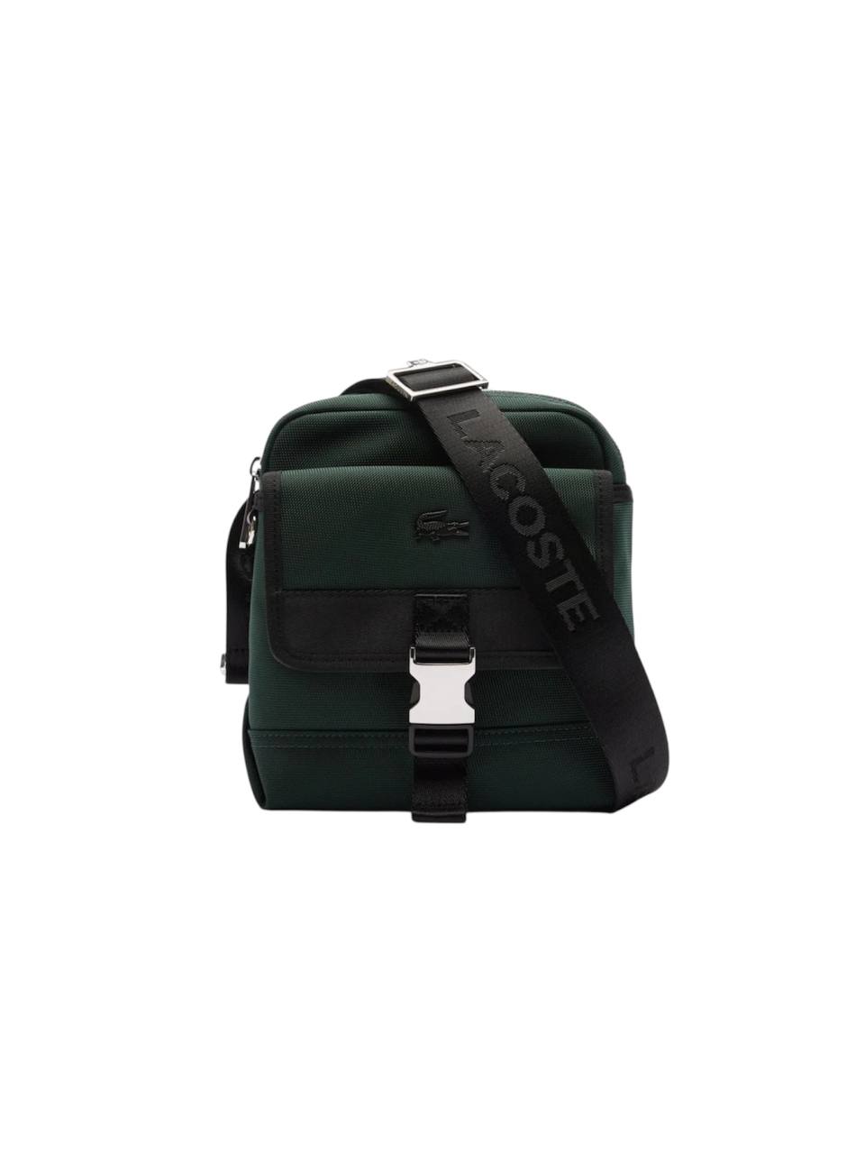 Green shoulder bag with Lacoste branding on a white background Lacoste Monza Outlet