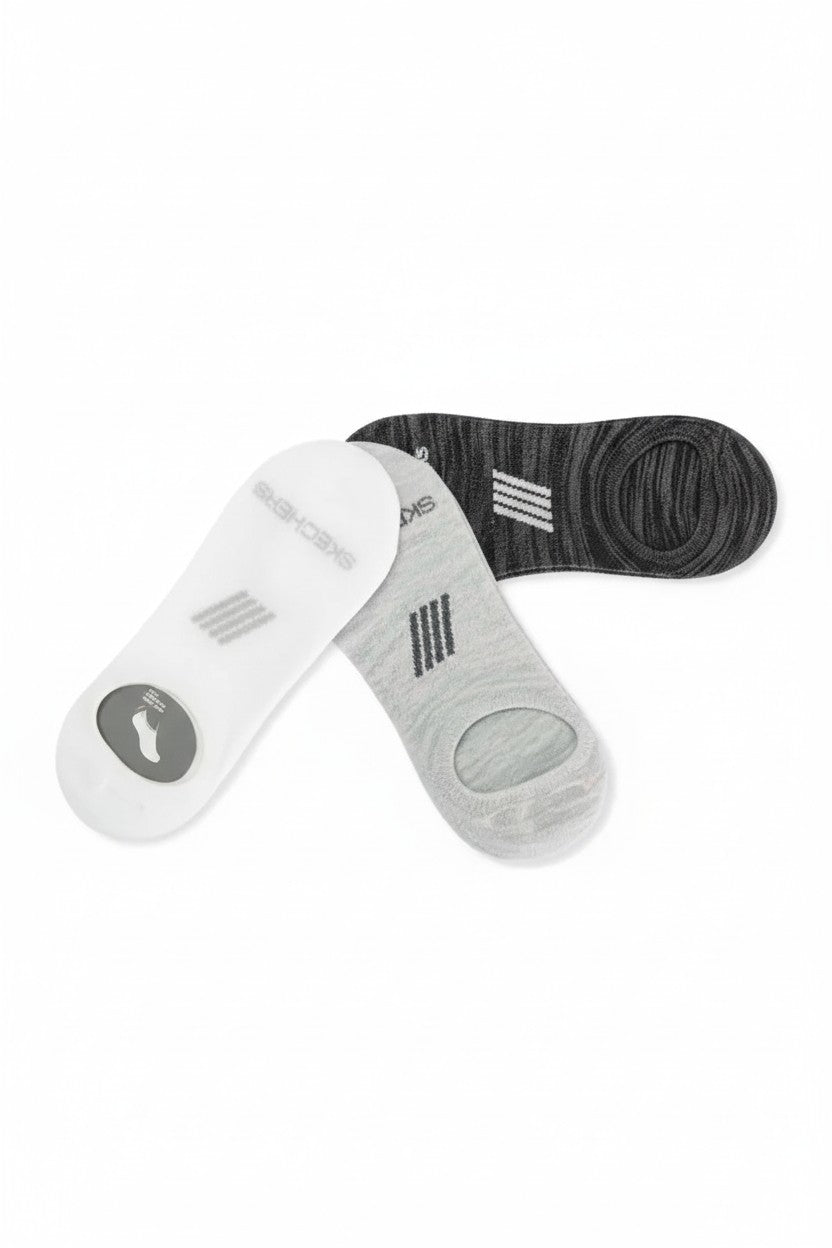 Two pairs of socks, one gray and one black, on a white background. Skechers, Monza Outlet, Monza Fashion, Shein Outlet