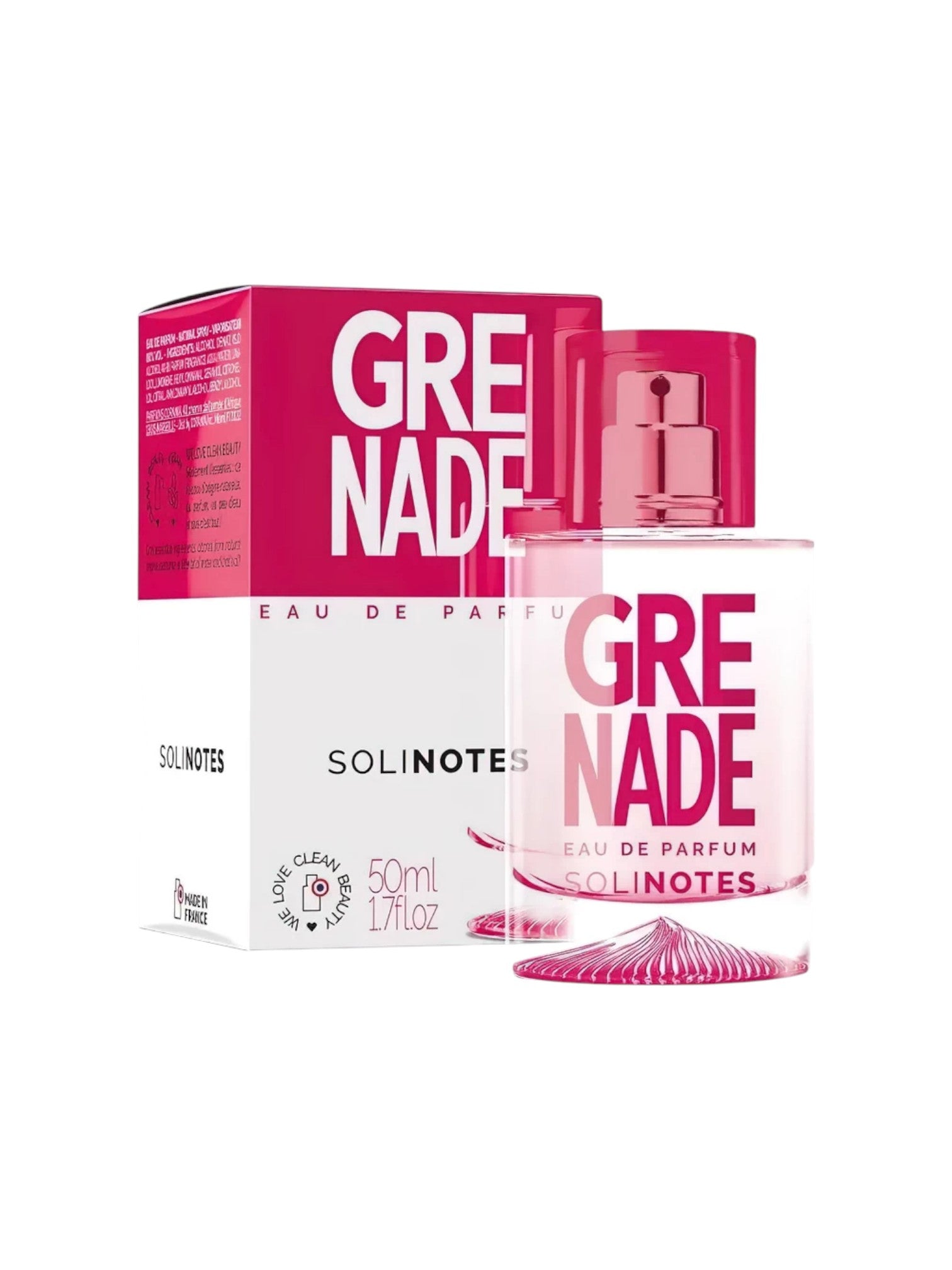 Solinotes Grenade perfume bottle and packaging on a white background. Solinotes, Monza Outlet, Monza Fashion, Shein Outlet