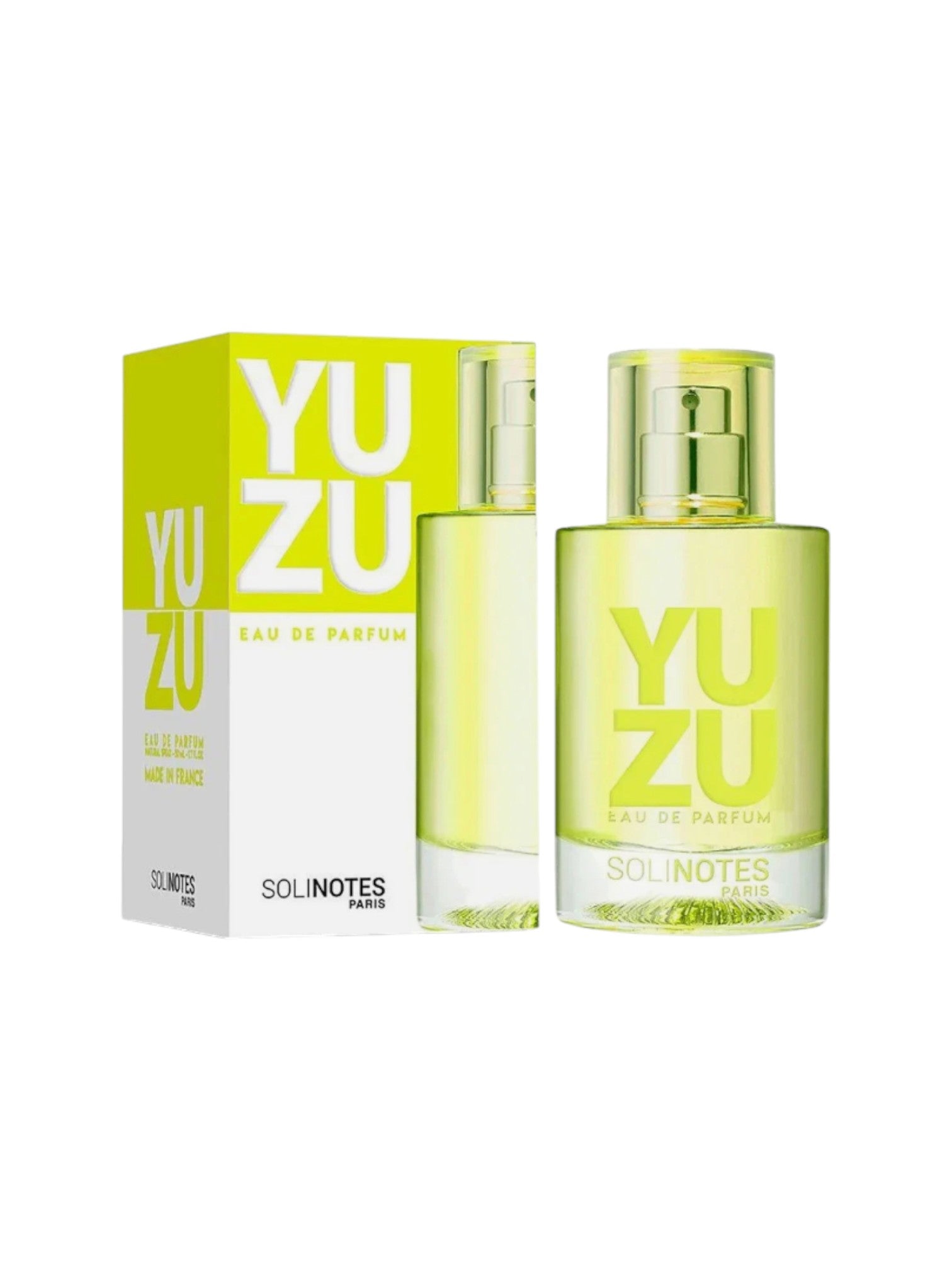 Yuzu perfume bottle and packaging on a white background. Solinotes, Monza Outlet, Monza Fashion, Shein Outlet