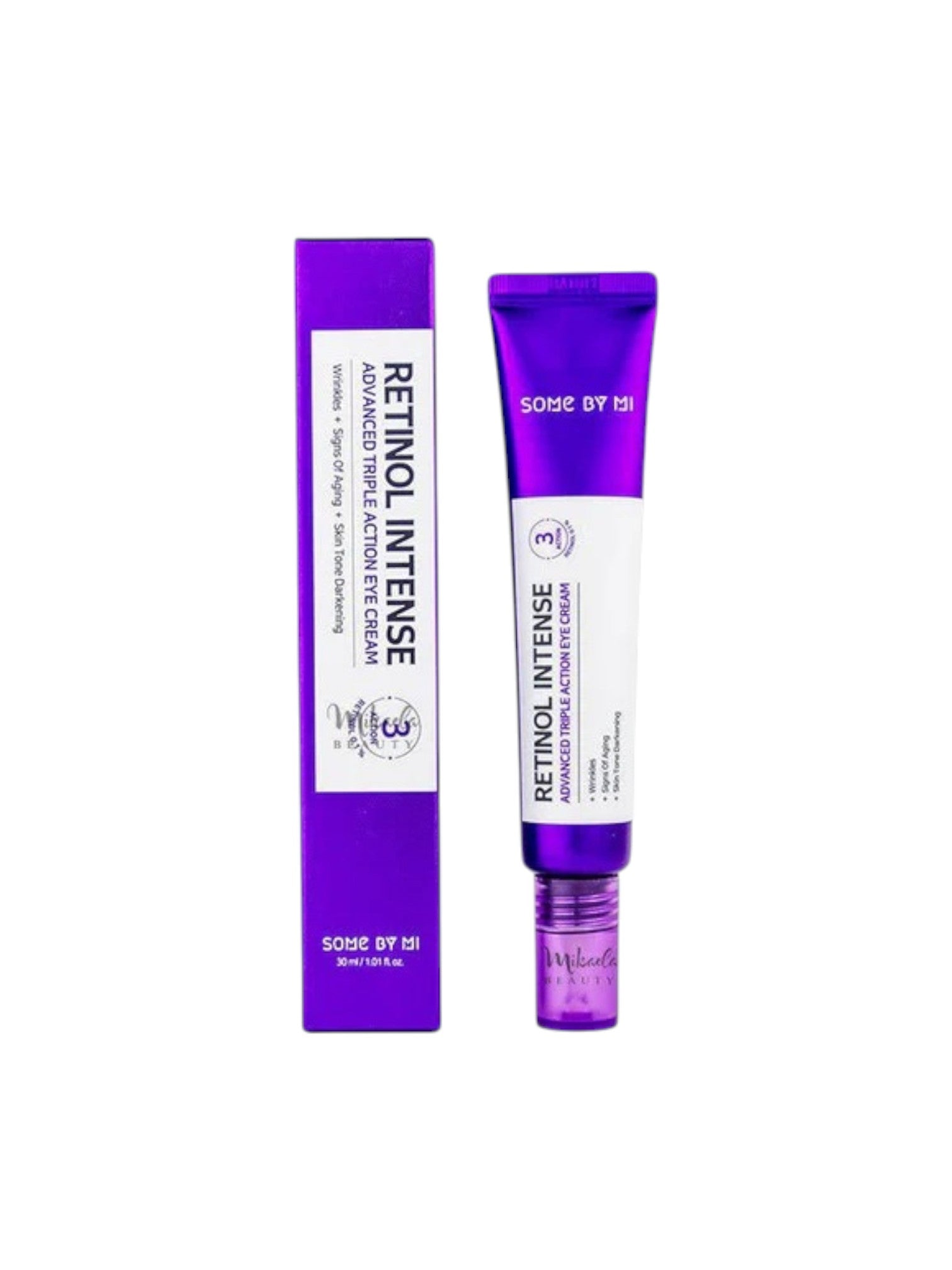 Retinol Intense skincare product with purple and white packaging on a white background. Some By Mi, Monza Outlet, Monza Fashion, Shein Outlet