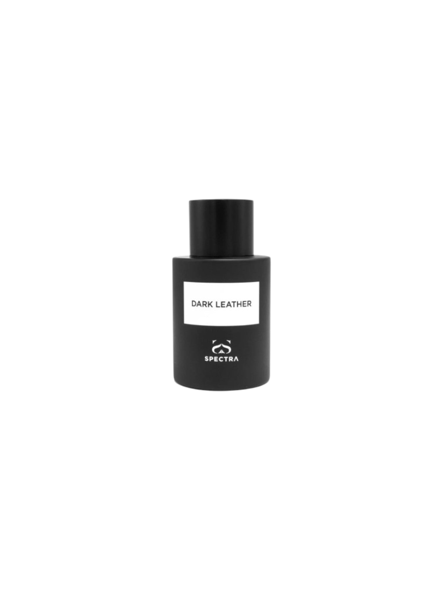 Black perfume bottle labeled Dark Leather on a white background. Spectra, Monza Outlet, Monza Fashion, Shein Outlet