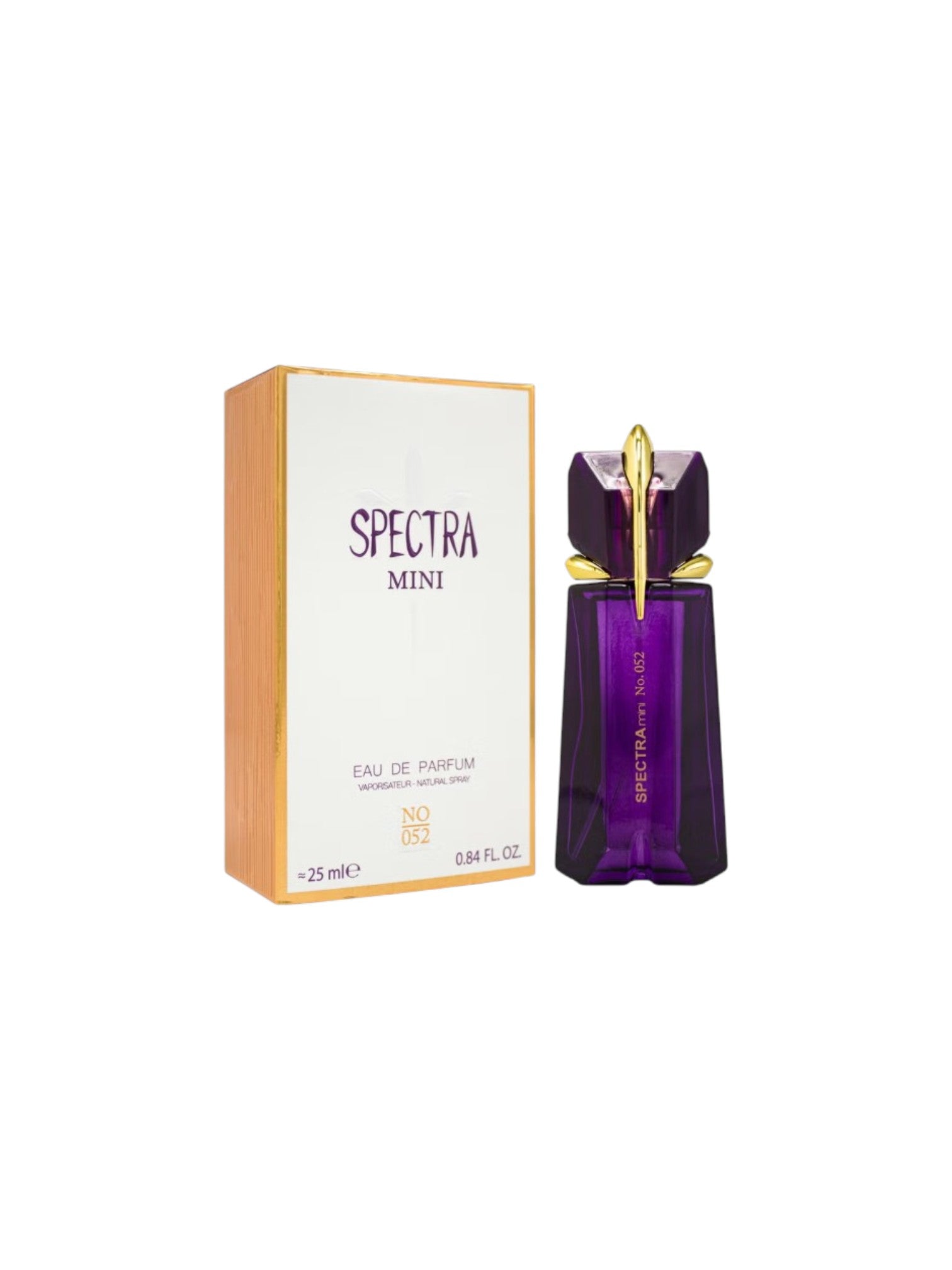 Spectra mini eau de parfum bottle and packaging on a white background. Spectra, Monza Outlet, Monza Fashion, Shein Outlet