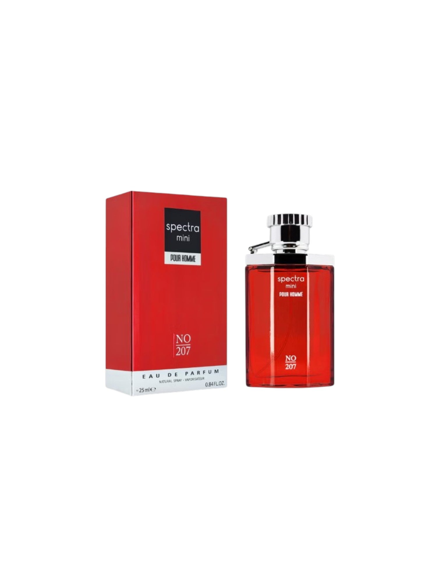 Red Spectro perfume bottle and packaging on a white background. Spectra, Monza Outlet, Monza Fashion, Shein Outlet