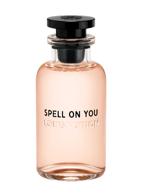 Louis Vuitton perfume bottle labeled Spell on You on a white background. Monza Outlet