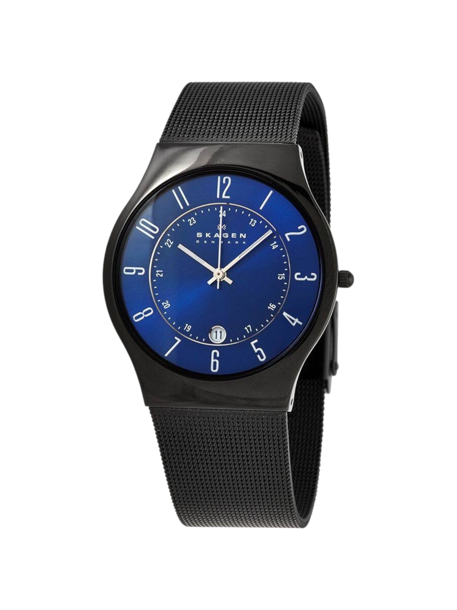Black watch with blue face on a white background Monza Outlet