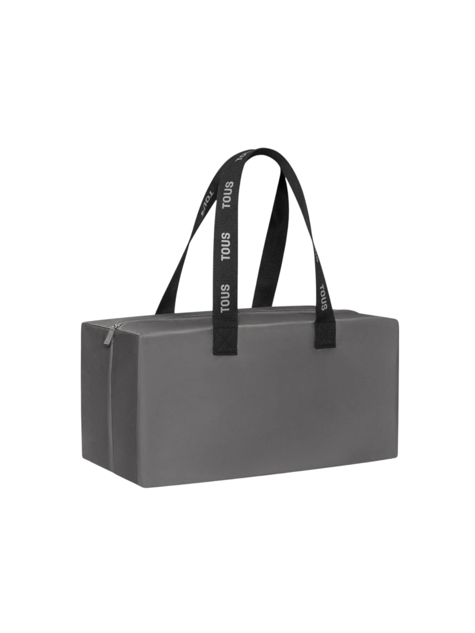Gray duffel bag with black handles on a white background. Tous Monza Outlet