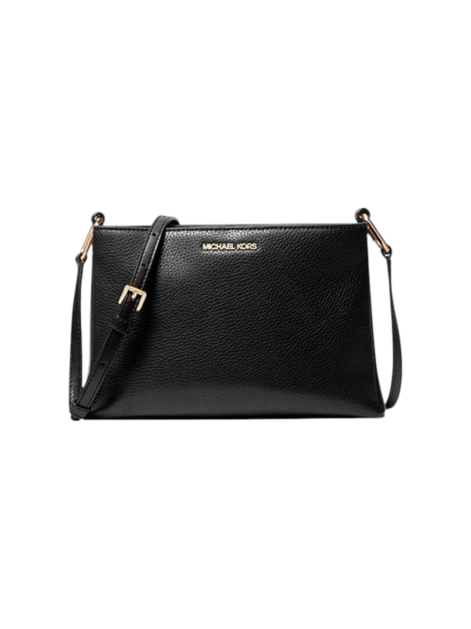 Black handbag with gold accents on a white background Michael Kors Monza Outlet