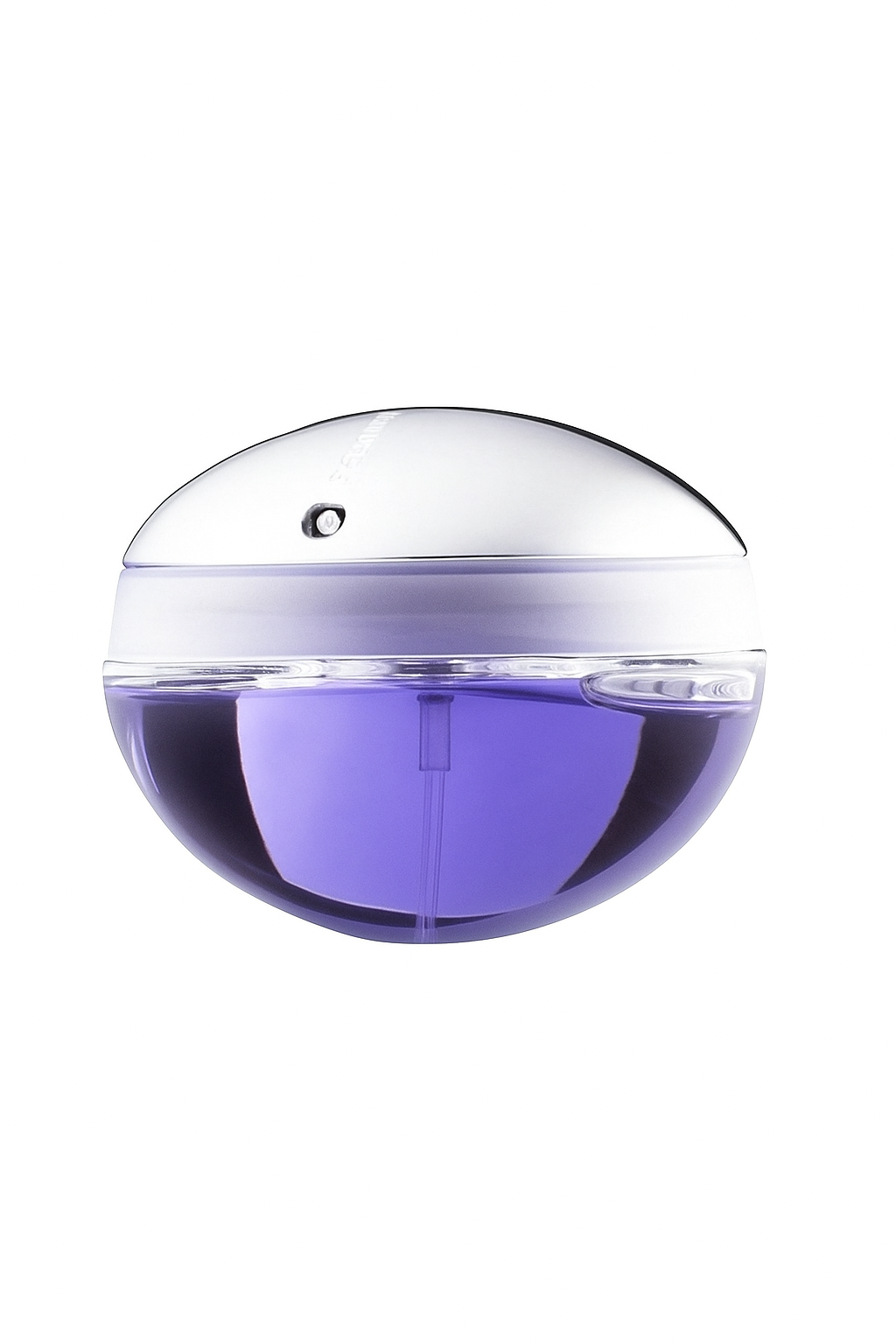 Perfume bottle with a purple liquid inside on a white background Monza outlet, monza fashion, shein outlet, shien outlet
