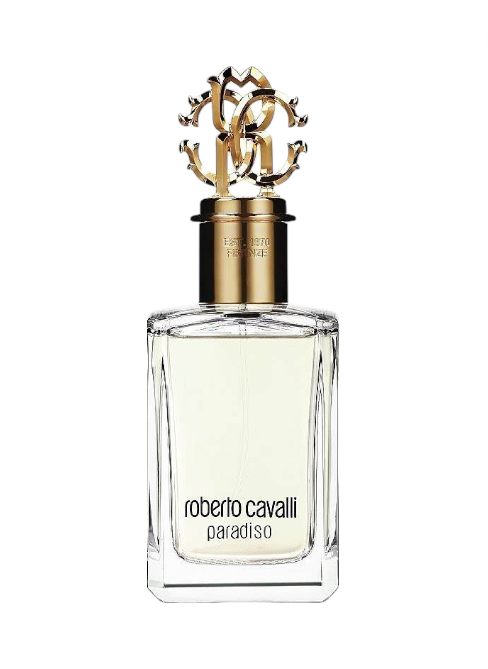 Roberto Cavalli Paradiso perfume bottle on a white background