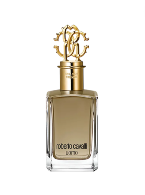 Roberto Cavalli perfume bottle on a white background monza outlet, Shein outlet, monza fashion