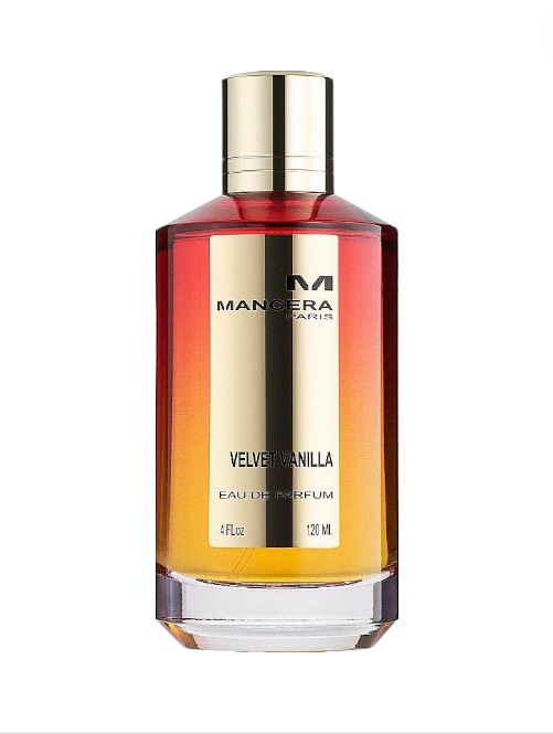 Perfume bottle with gold cap and label on a white background