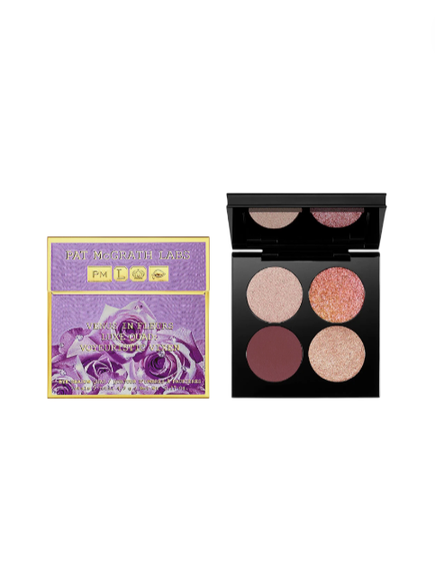 Makeup palette with four colors and its packaging on a white background. Pat McGrath Labs Monza Outlet