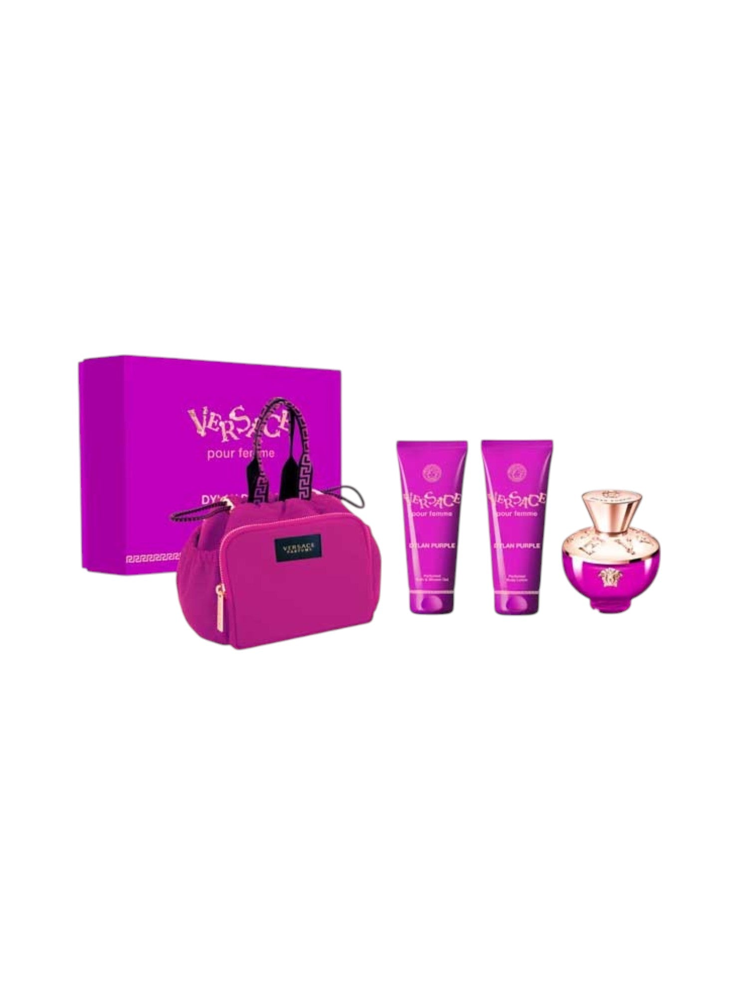 Vero by Vero Beverly Hills perfume set with pink packaging on a white background. Versace, Monza Outlet, Monza Fashion, Shein Outlet