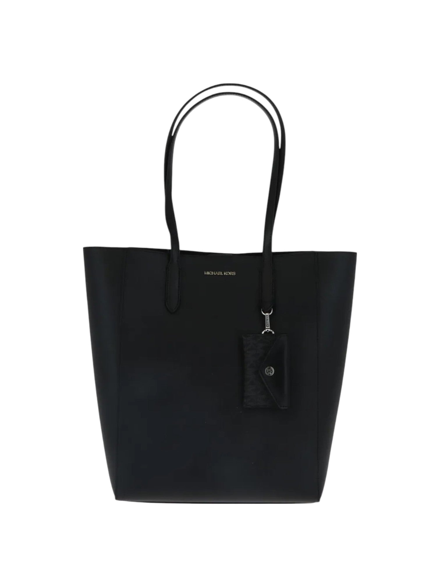 Black tote bag with a tag on a white background Michael Kors Monza Outlet