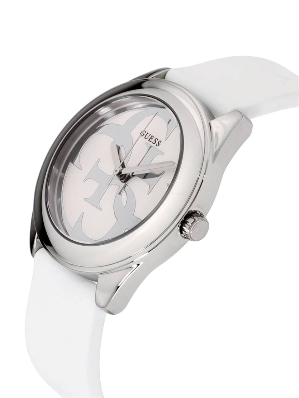 White watch with silver case and floral design on a white background monza outlet, Shein outlet, monza fashion