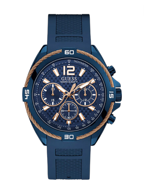 Blue watch with detailed face on a white background monza outlet, Shein outlet, monza fashion