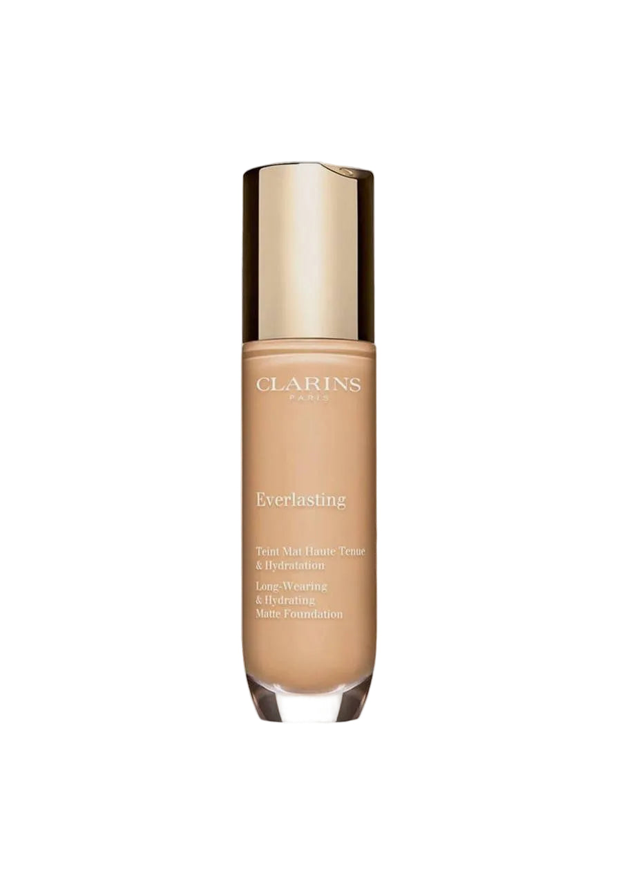 Clarins foundation bottle on a white background monza outlet, Shein outlet, monza fashion