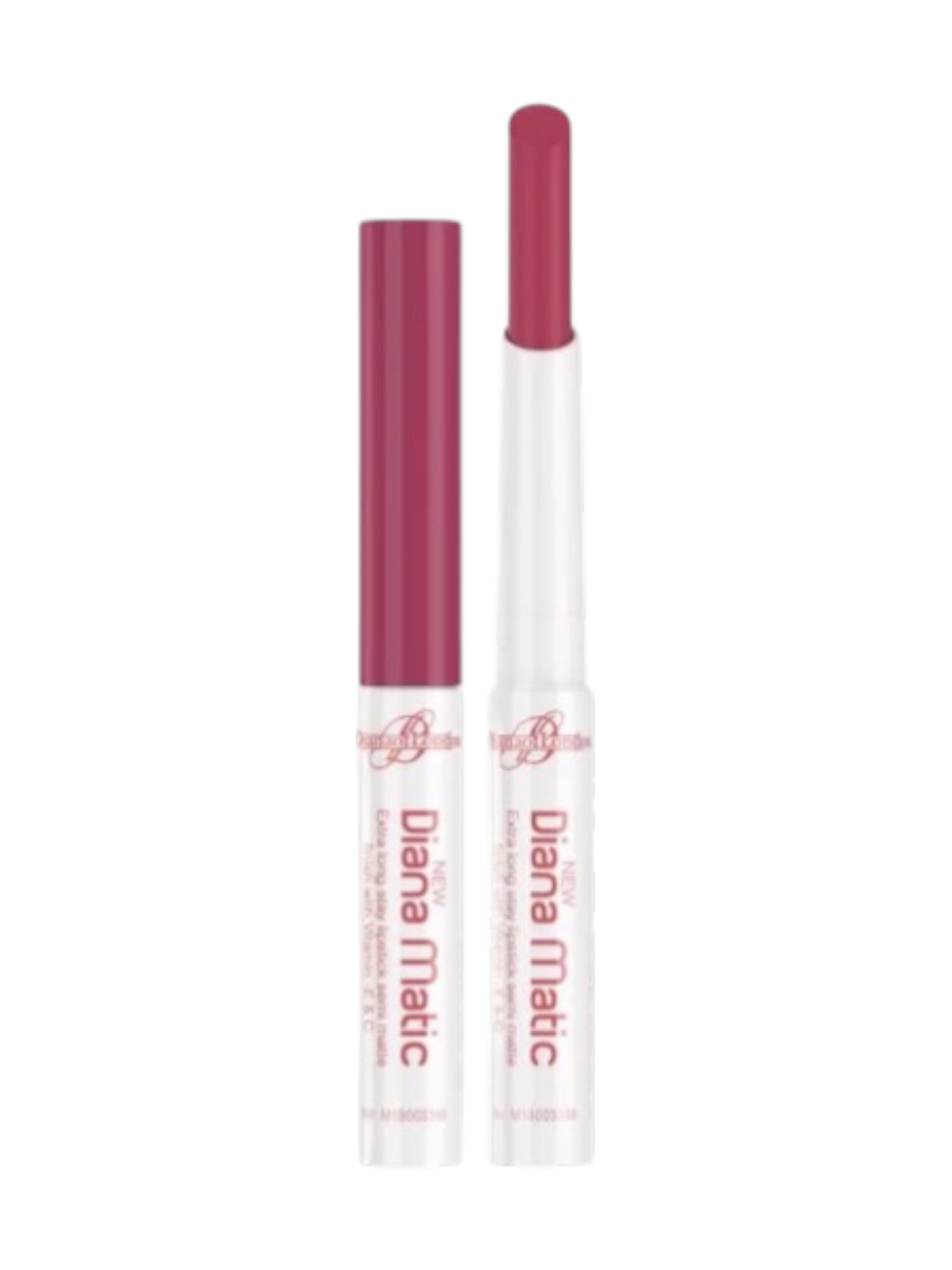 Lipstick with open cap on a white background. Diana of London, Monza Outlet, Monza Fashion, Shein Outlet