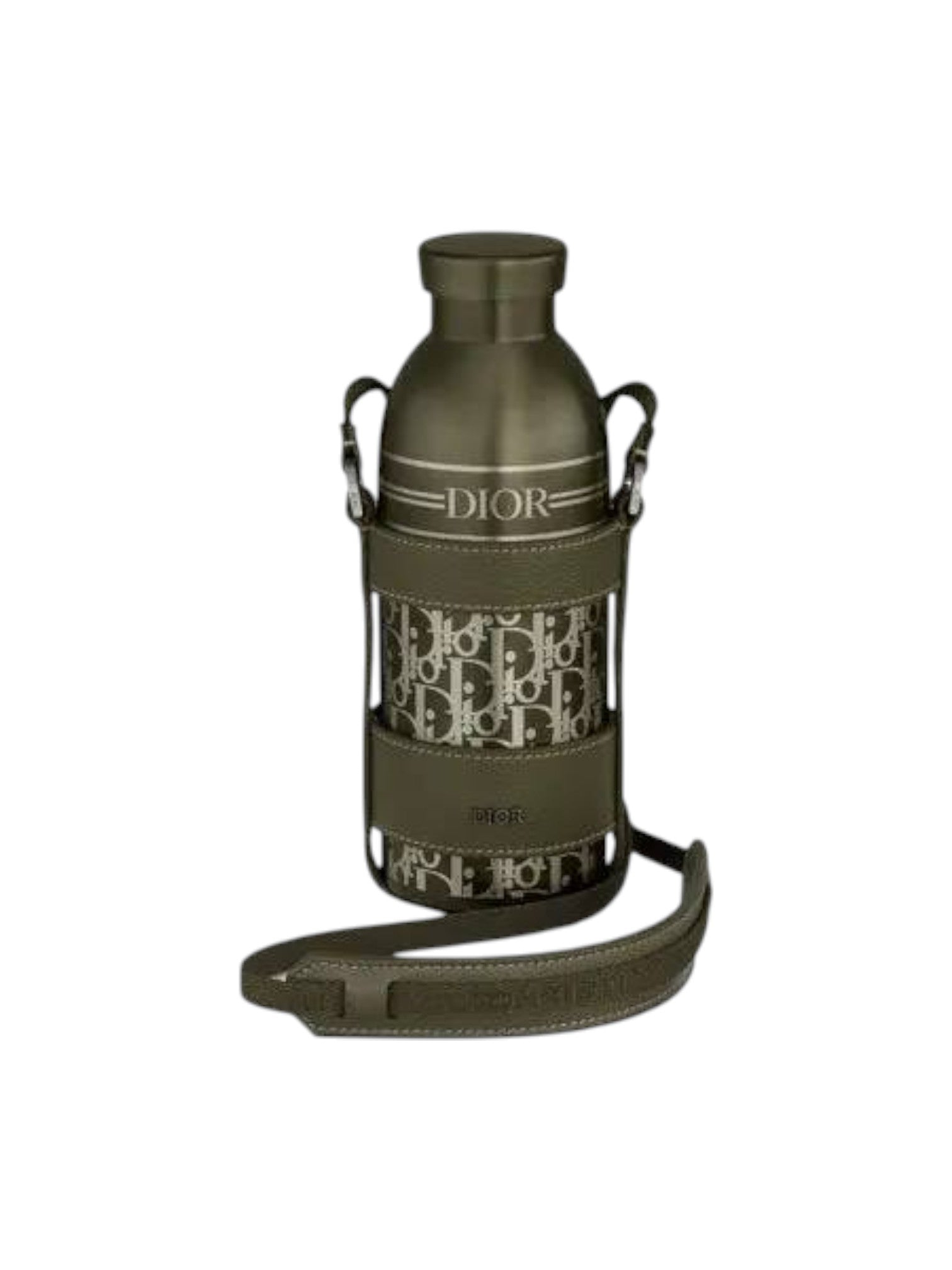 Green water bottle with Dior branding on a white background Dior, Monza Outlet, Monza Fashion, Shein Outlet