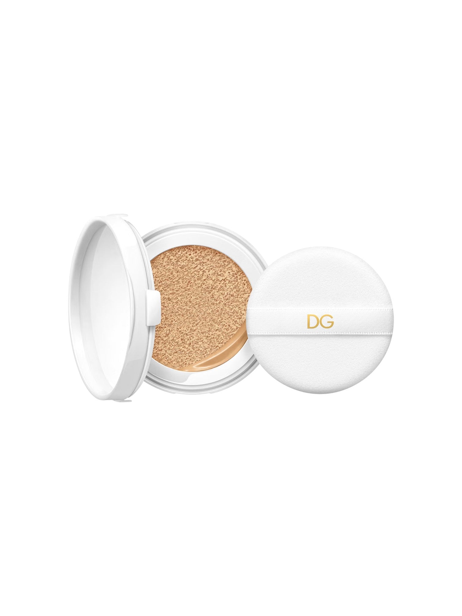 Makeup compact with beige powder and visible brand logo on a white background Dolce Gabbana Monza Outlet