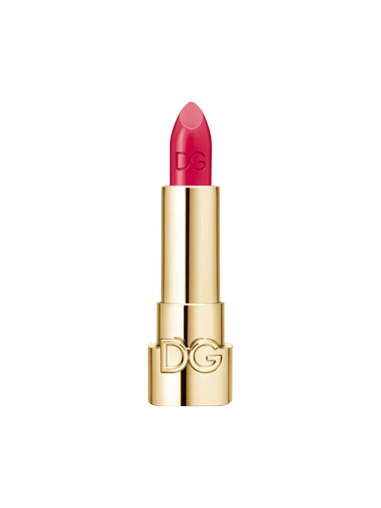 Red lipstick with Gold casing on a white background. Dolce & Gabbana, Monza Outlet, Monza Fashion, Shein Outlet