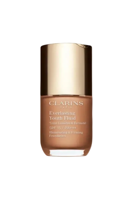 Clarins Everlasting Youth Fluid bottle on a white background monza outlet, Shein outlet, monza fashion