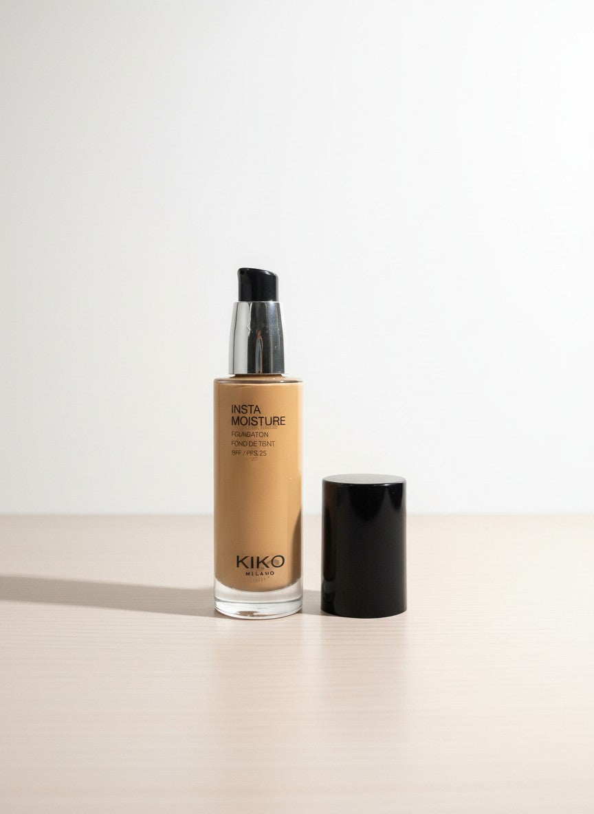 Kiko Milano foundation bottle on a light background. Kiko, Monza Outlet, Monza Fashion, Shein Outlet