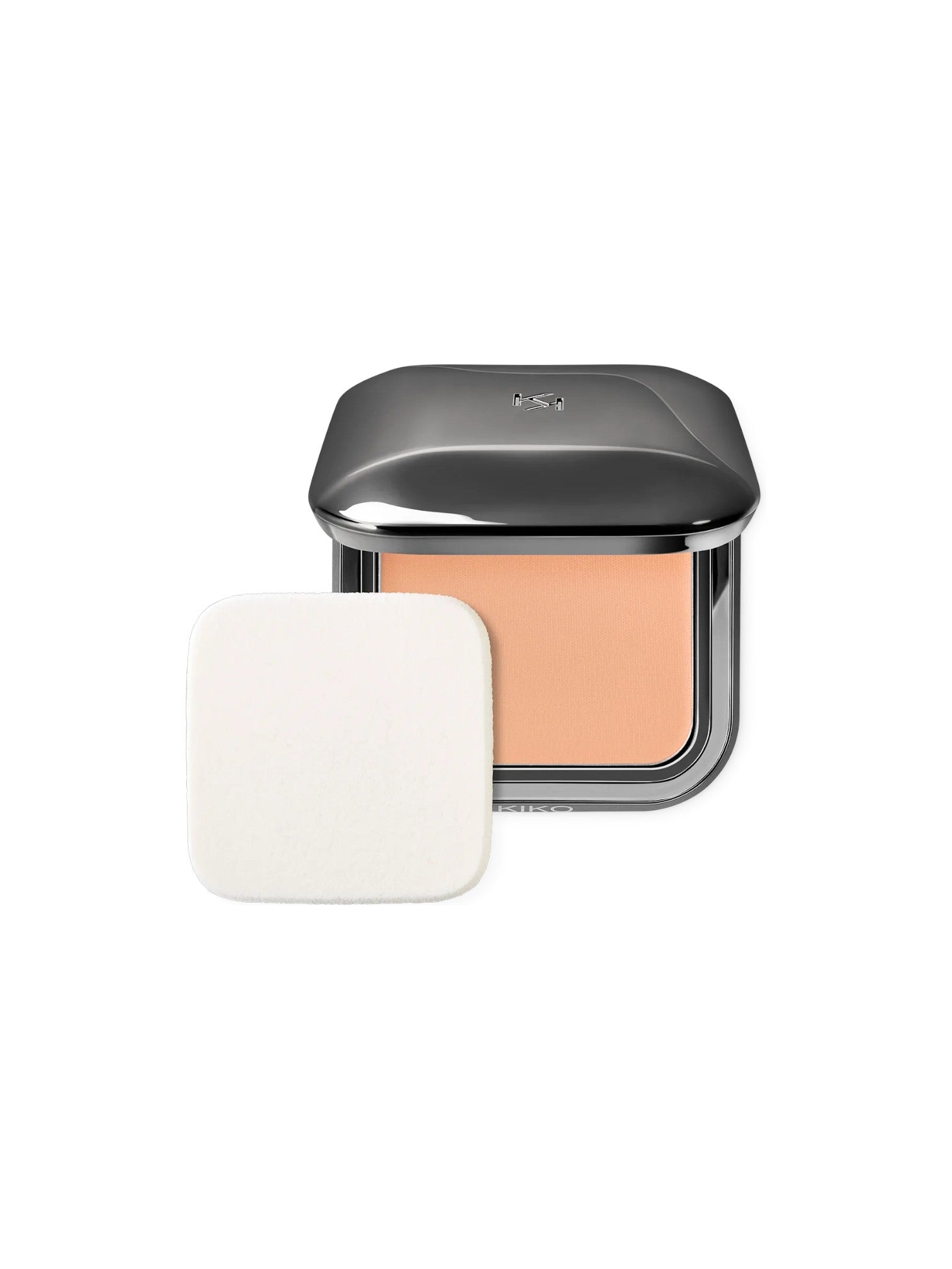Compact powder with a white cover on a white background. Kiko Milano, Monza Outlet, Monza Fashion, Shein Outlet