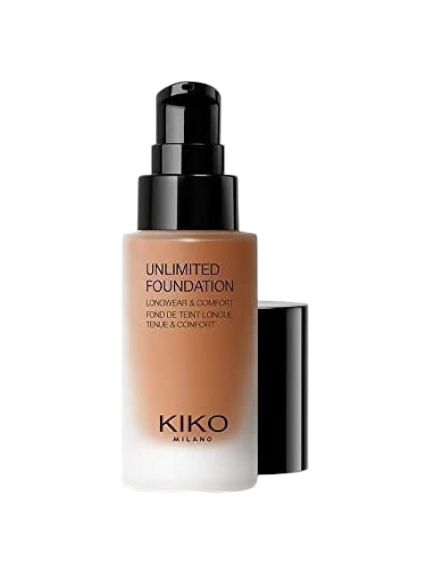 Kiko Milano Unlimited Foundation bottle on a white background. Kiko Milano, Monza Outlet, Monza Fashion, Shein Outlet