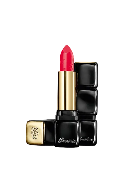 Red lipstick with black and gold packaging on a white background Guerlain Monza Outlet, Monza Fashion, Shein Outlet