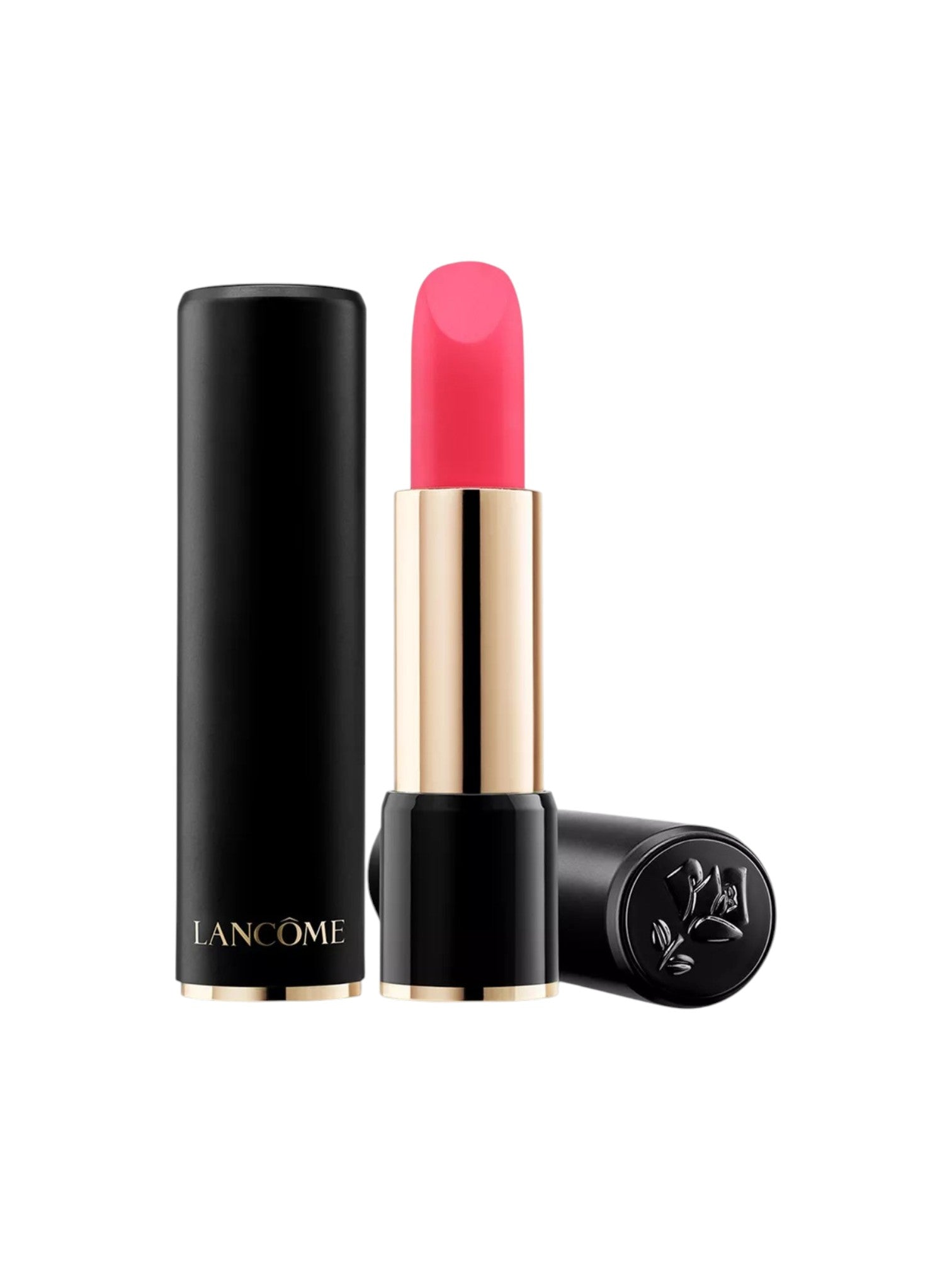 Lancème lipstick with black case on a white background. lancome, Monza Outlet, Monza Fashion, Shein Outlet