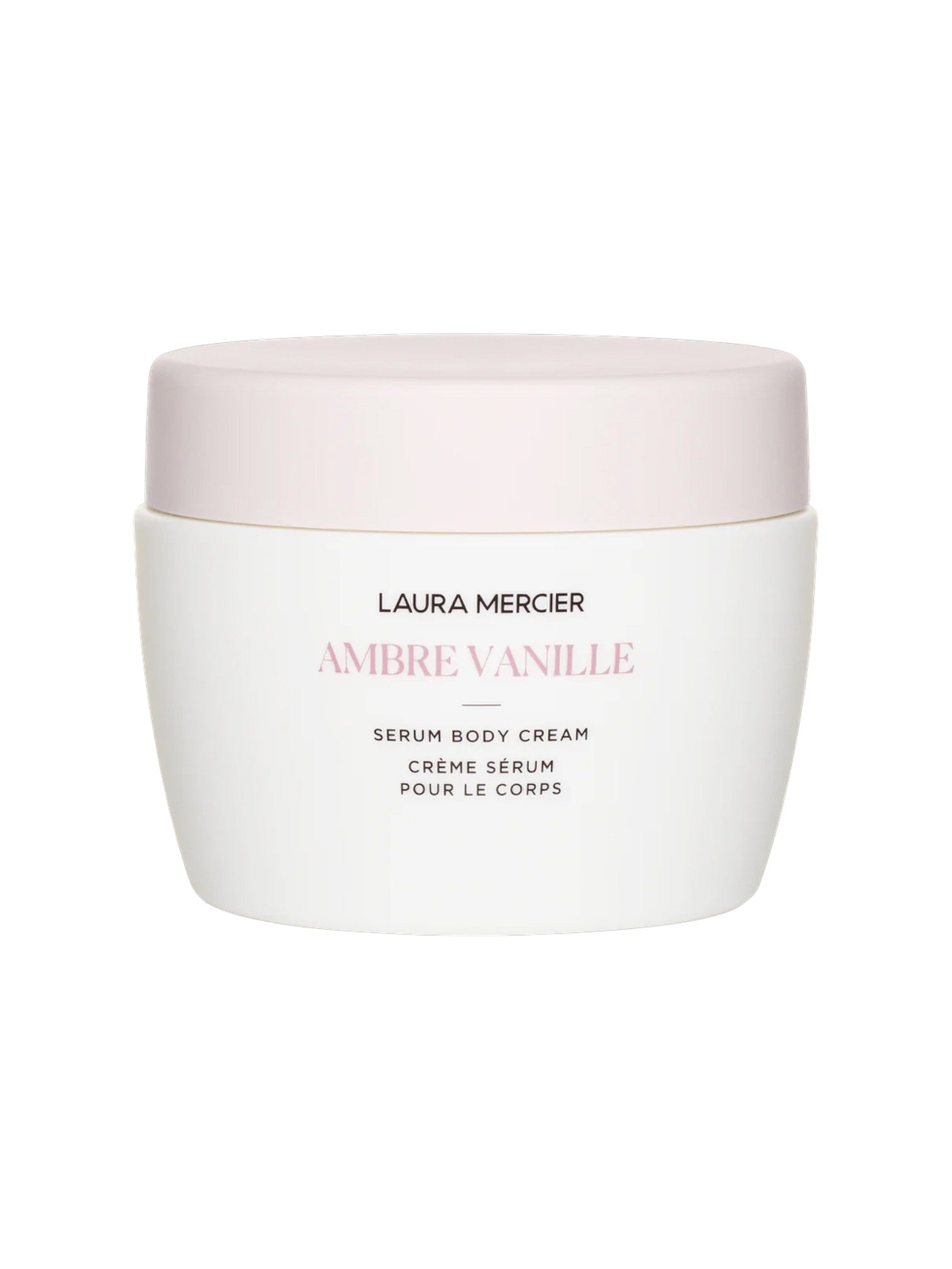 Laura Mercier Ambre Vanille serum body cream jar with pink lid on a white background Laura Mercier Monza Outlet